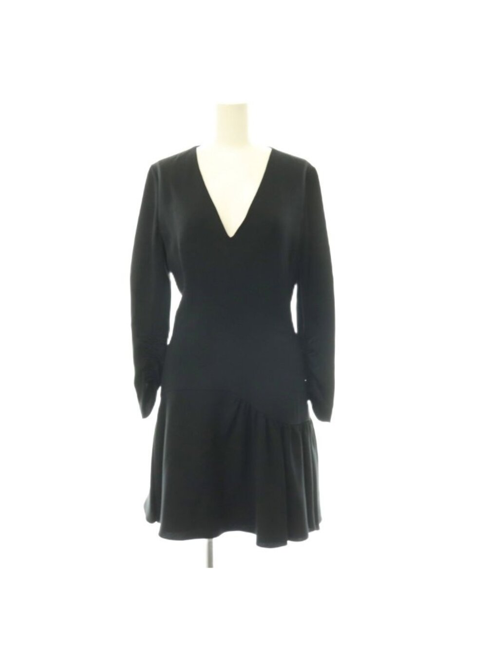 Dior Silk Asymmetrical Dress Knee-Length Long Sleeve Black